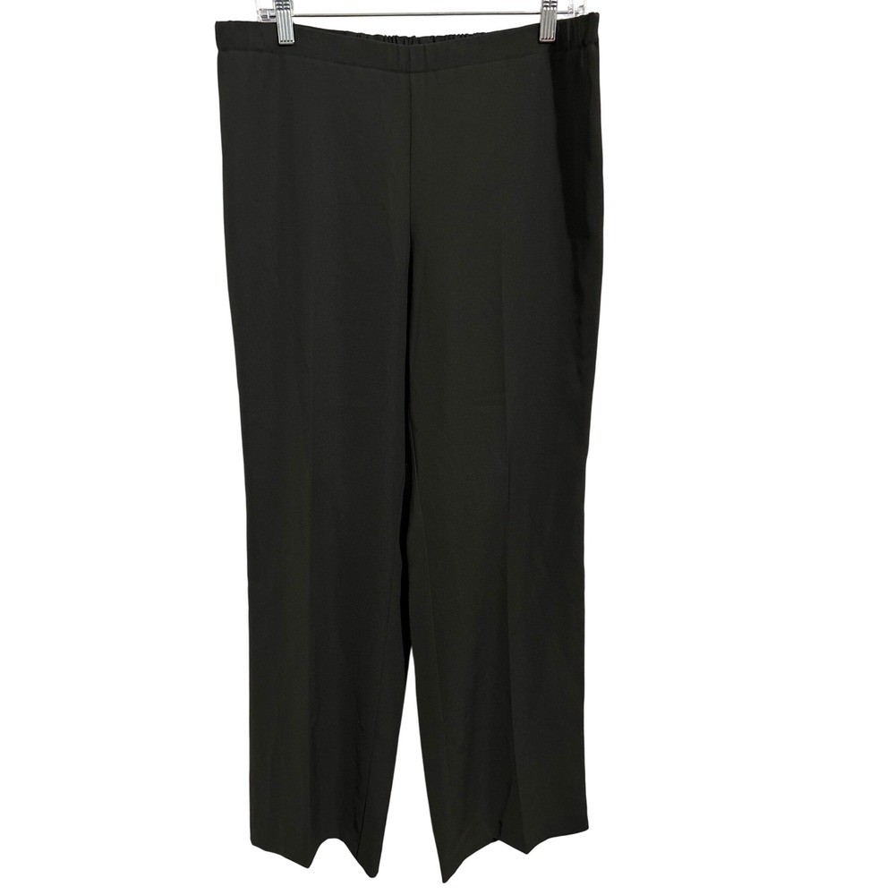 600 West Women's Green Dress Pant Side Zip Hook Full Straight Leg Size 12